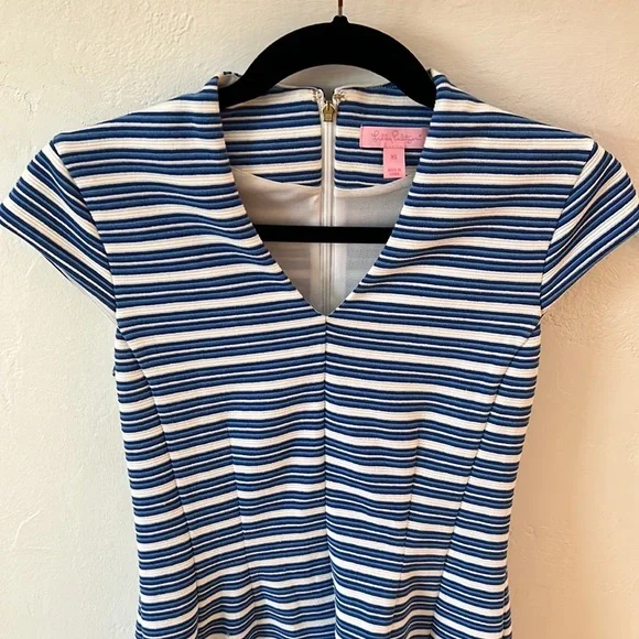 Lilly Pulitzer 'Bree' in Bay Blue Ottoman Striped Shift Dress XS - Picture 4 of 9